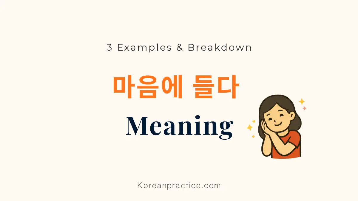 마음에 들다 Meaning with examples